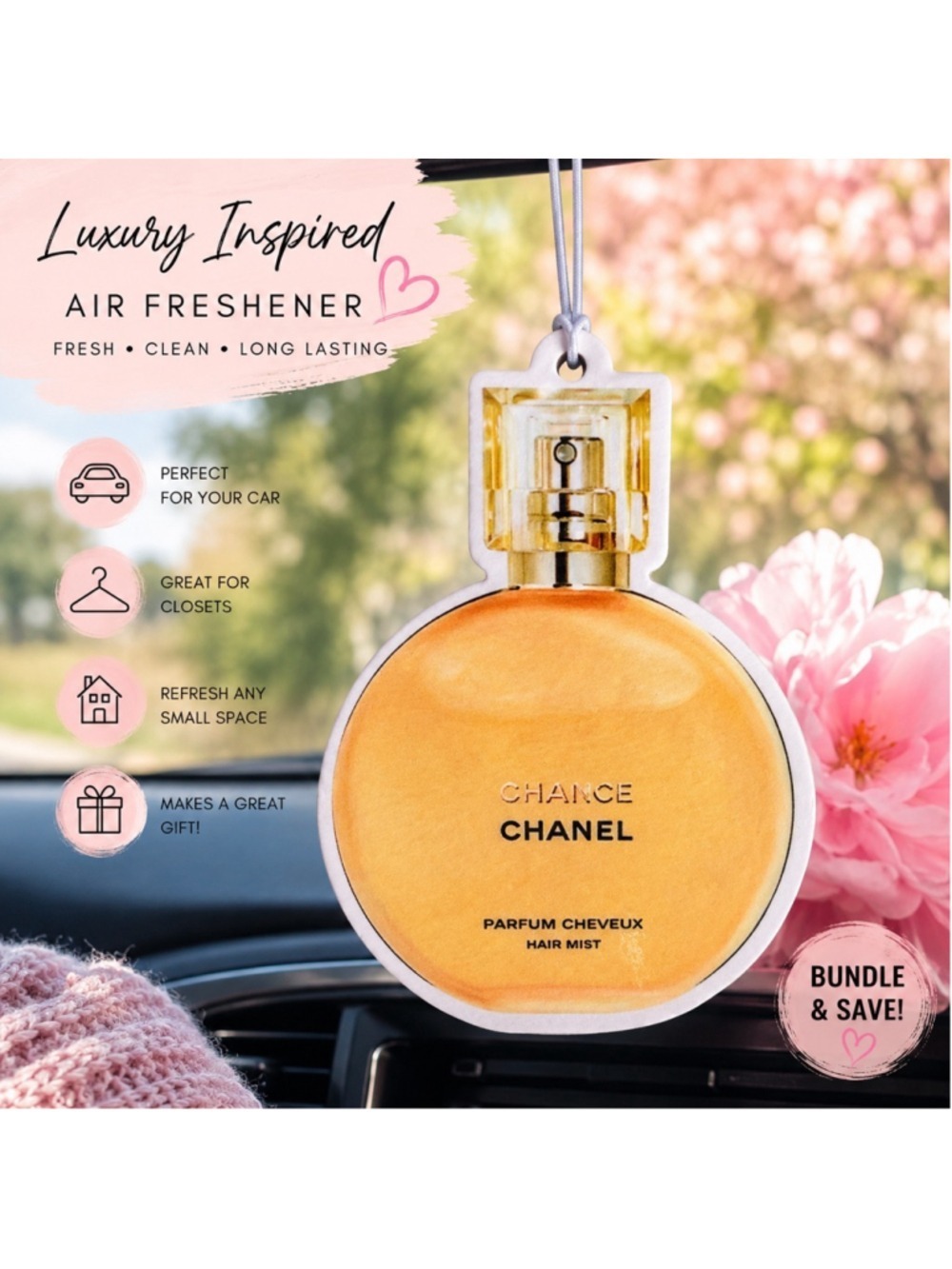 Luxury Inspired Perfume Bottle Air Freshener Freshie Car Closet Office